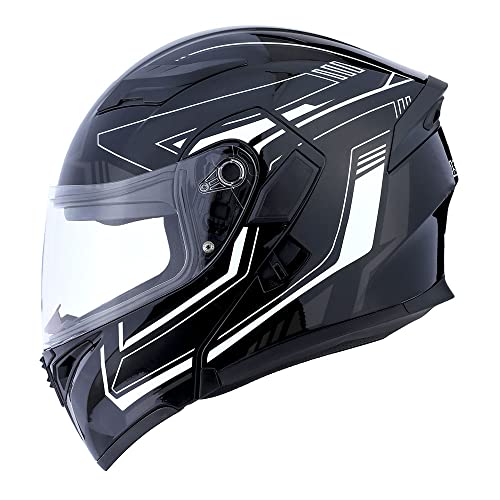 1Storm Motorcycle Modular Full Face Helmet Flip Up Dual Visor Sun Shield: Hb89 Arrow White #TOP2
