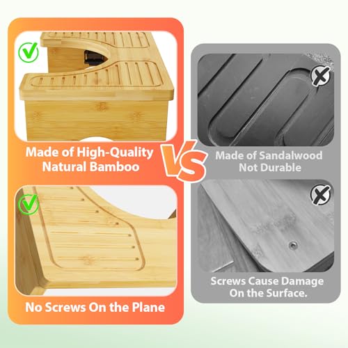 Image of Folding Toilet Stool 7 inch&9 inch Adjustable, Bamboo Poop Stool for Adults & Kids