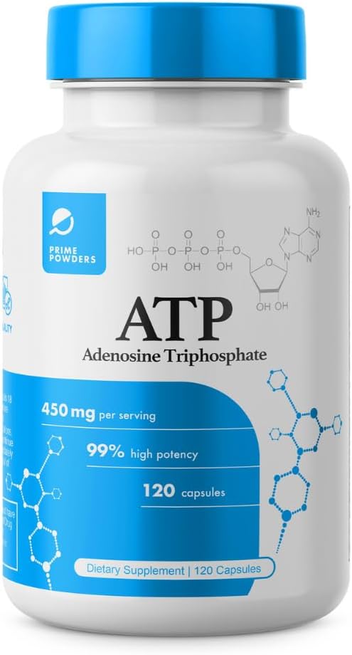 - Prime Powders ATP Capsules - 120 Capsules - Adenosine Triphosphate Disodium - 400mg per Serving - Boost Energy Endurance Stamina