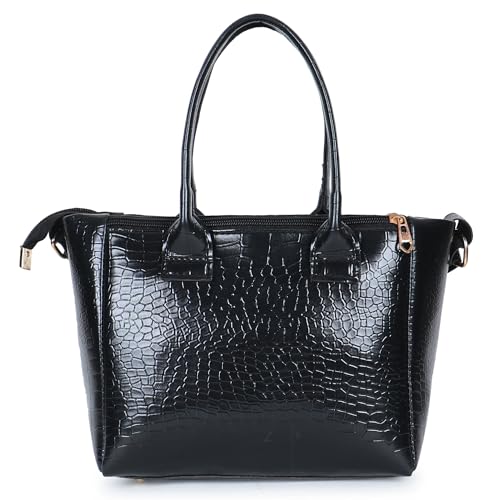 Image of AVERAA Women's Stylish Mini Handbag with Detachable Sling Strap | Croc Texture Shoulder & Crossbody Bag | Spacious Zip Closure Tote for Office, Daily & Travel Use