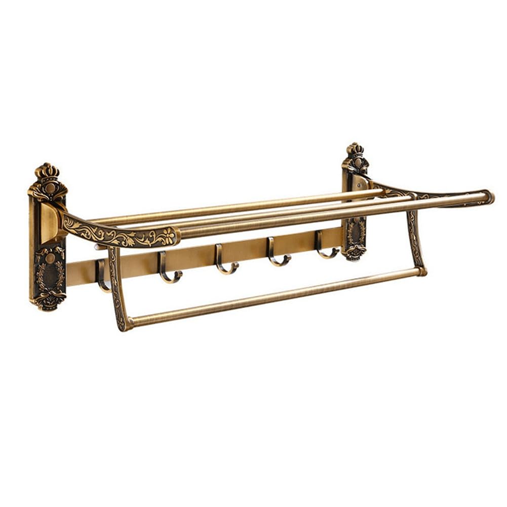 Hndhbfgrt Towel Rack with Bar Holder for Bathroom, Wall Mounted Aluminum Alloy Towel Shelf