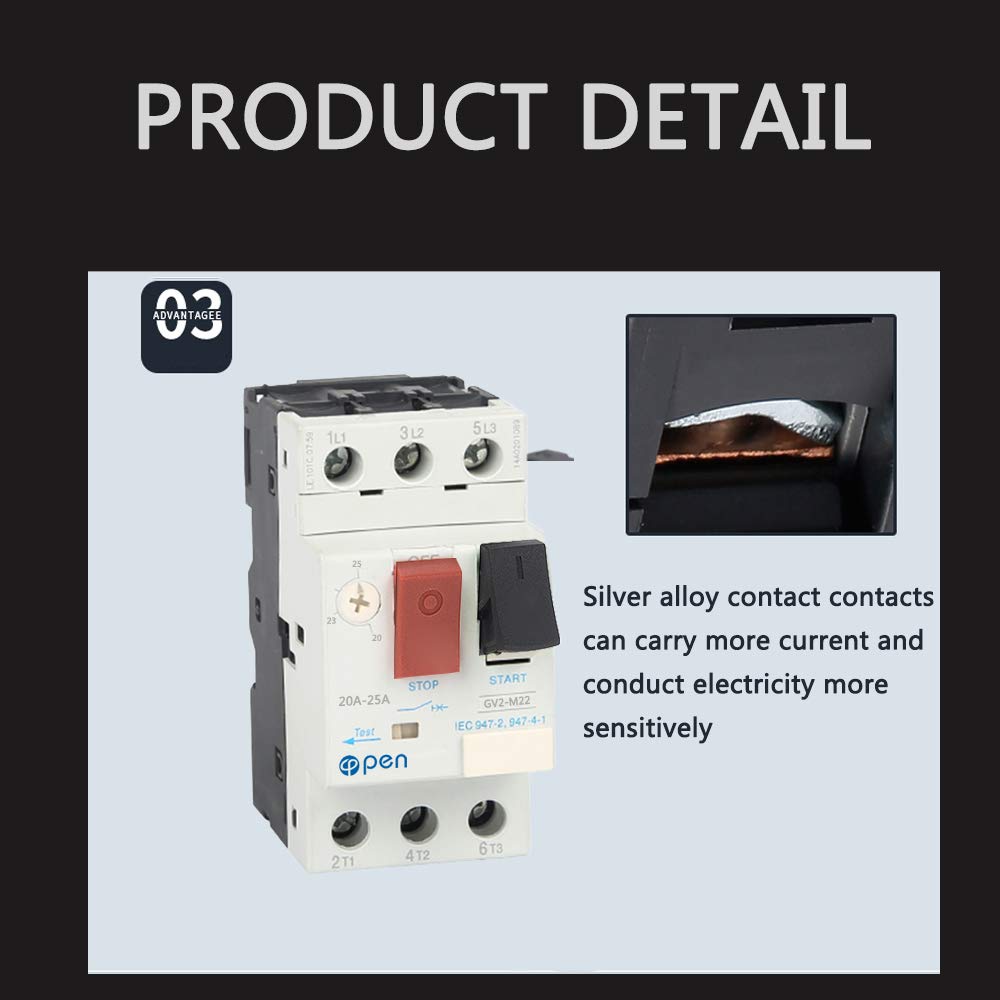 Disjoncteur de protection de moteur GV2 3P Type disjoncteur de moteur magnétique thermique (6A-10A)