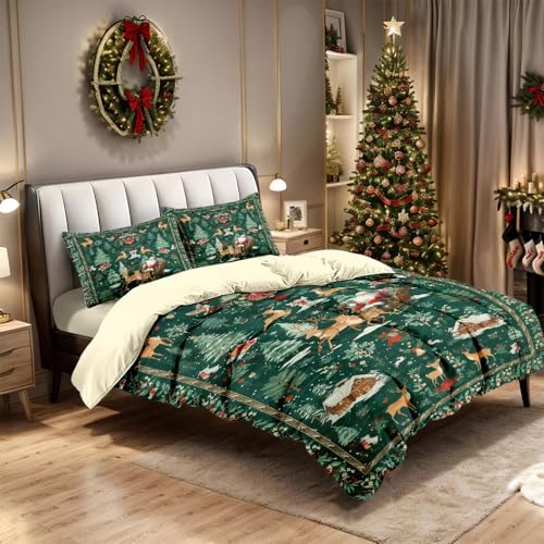 Housse de couette de Noël festive verte pour chambre chalet hivernale - 5