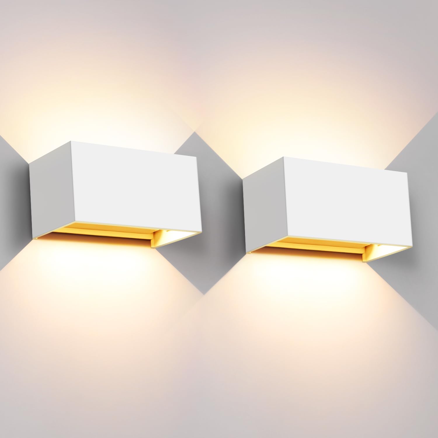 Kingwei 2PZ Applique da Parete Esterno/Interno 20W LED 3000K Bianco Caldo 2000LM Angolo del Fascio Regolabile Applique IP65 Impermeabile