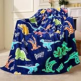 Joiedomi Decke Kuscheldecke Leuchtet im Dunkeln – Dinosaurier-Geschenk für Mädchen und Jungen im Alter von 2 bis 12 Jahren – Weiche, gemütliche Flanell-Kinderdecke – Geburtstagsgeschenk 50\×60\