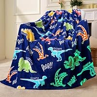 Joiedomi Decke Kuscheldecke Leuchtet im Dunkeln – Dinosaurier-Geschenk für Mädchen und Jungen im Alter von 2 bis 12 Jahren – Weiche, gemütliche Flanell-Kinderdecke – Geburtstagsgeschenk 50\×60\