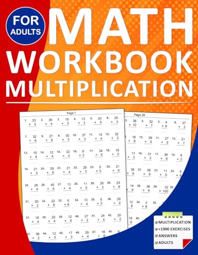 Multiplication Workbook For Adults: Math Practice Workbook For 3Rd Grade ,4Th Grade And Plus With Over 1900 Multiplication Exercises With Answer Key, 