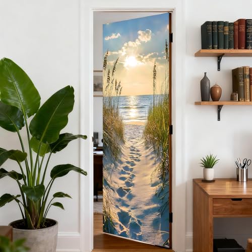 Image of Nuxovilar Beach Path Door Stickers Peel Stick PVC 30.3x78.7 Inches