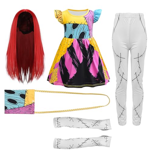 Disfraz Sally para niñas cosplay 5 piezas rojo miniatura 2