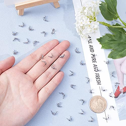 UNICRAFTALE 50pcs 304 Stainless Steel Bead Tips Calotte Ends Clamshell Knot Cover Cord End 2mm Small Hole End Caps Knots & Crimp Findings Crafts for DIY Jewelry Making 6.8x8.5mm