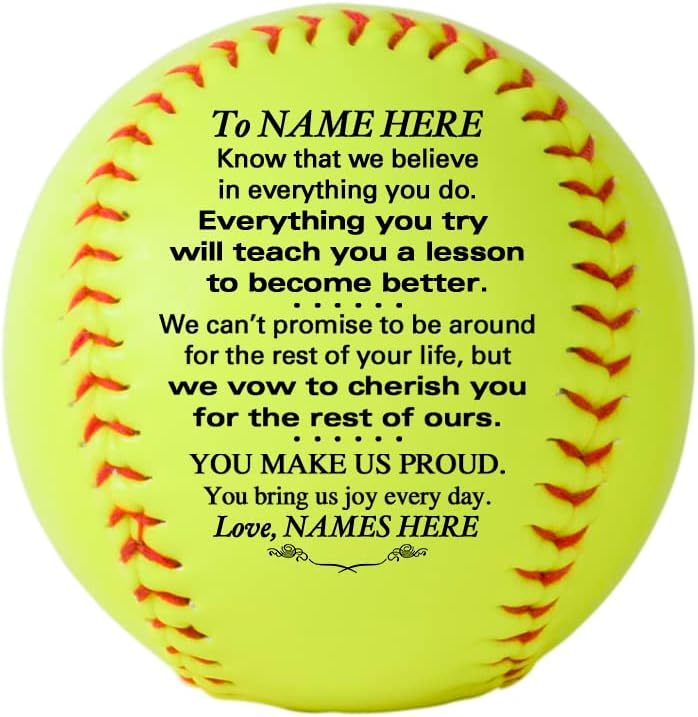 Personalized Custom Softball- Dad to Son - Mom to Son - Grandpa to Grandson - Grandma to Grandson - Graduation Birthday Wedding Anniversary