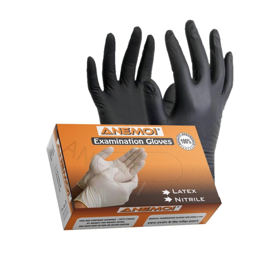 ANEMOI Nitrile Disposable Gloves Powder Free - Durable, Latex-Free, Allergy-Free, Non-Sterile, Textured Grip, Versatile for Home, Work, and Healthcare - 100 Pack (Medium, Black) (B0CDS7Q2PS) Amazon Price History, Amazon Price Tracker