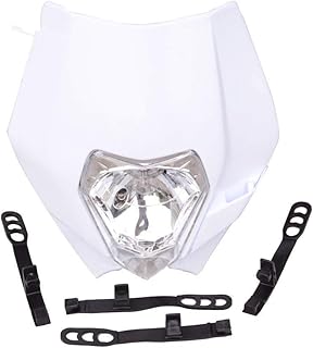 GOOFIT Weiß 12V 35W Scheinwerfer Frontscheinwerfer Lichtmaske mit Front Verkleidung Ersatz für Motorrad Dirtbike Pocketbik...