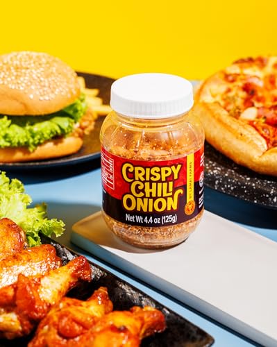 Crispy Chili Onion | Perfect Condiment, Seasoning, or Topping for Ramen, Sushi, Rice, Salad, Soup, Green Bean Casserole and More! Delicious and Upgraded Fried Onion! Low-Oil Alternative to Chili Oil Crisp - Vegan, Gluten-Free, No MSG! (medium spicy, 4.4 o