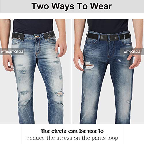 Image of No Buckle Belt for Men Black Stretch Adjustable Invisible Belts for Jeans Pants
