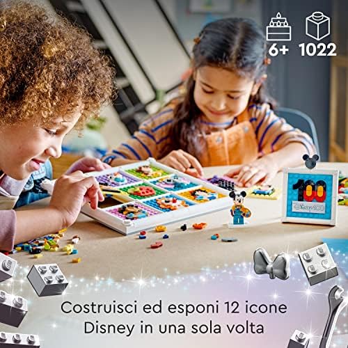 LEGO 43221 Disney 100 Years of Disney Animation Icons, Character Wall Art Craft Set, 72 Fun Mosaic Designs to Create, Includes Exclusive Mickey Mouse Artist Minifigure, Toy for Kids