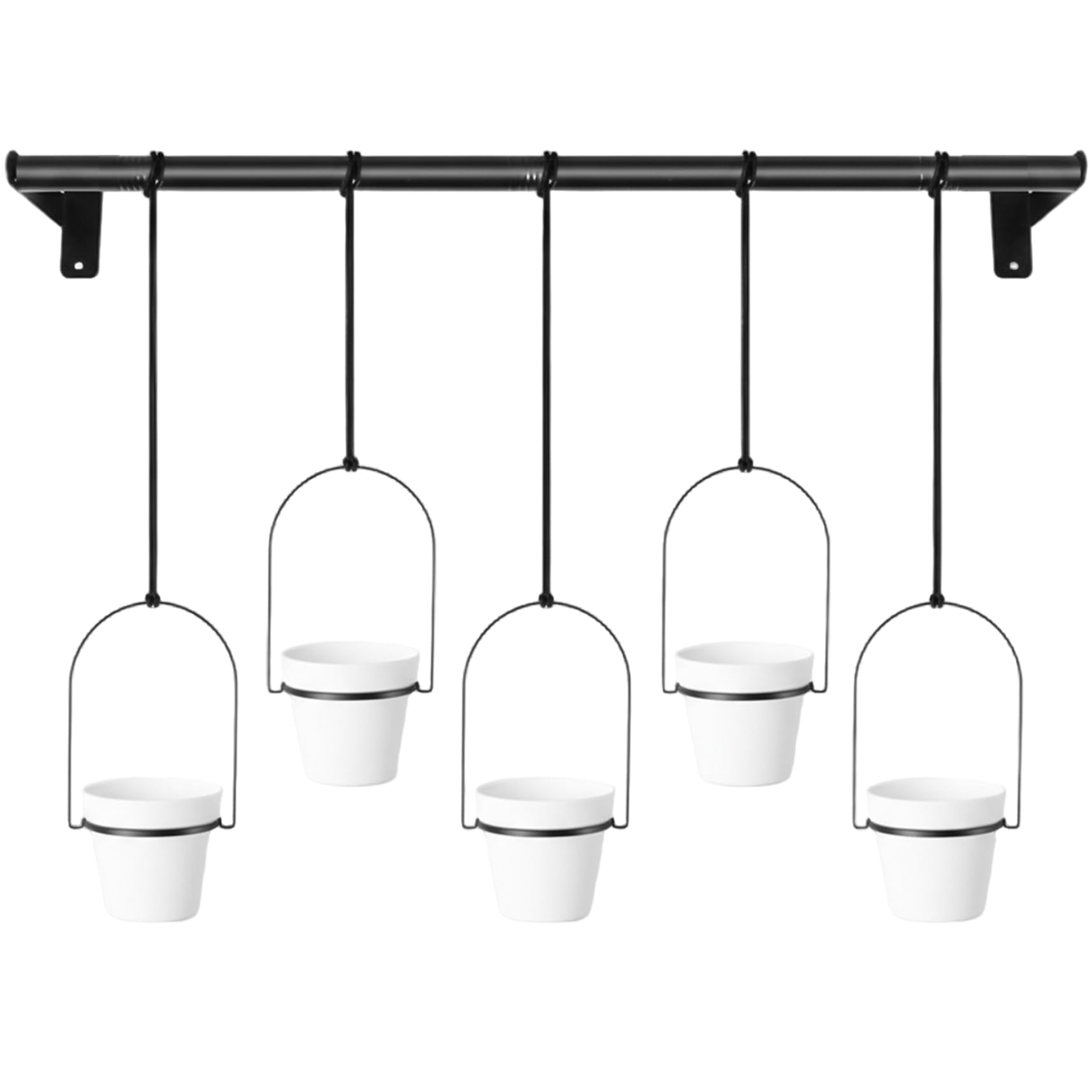 Jardinière murale suspendue avec 5 pots en fer pour fenêtre