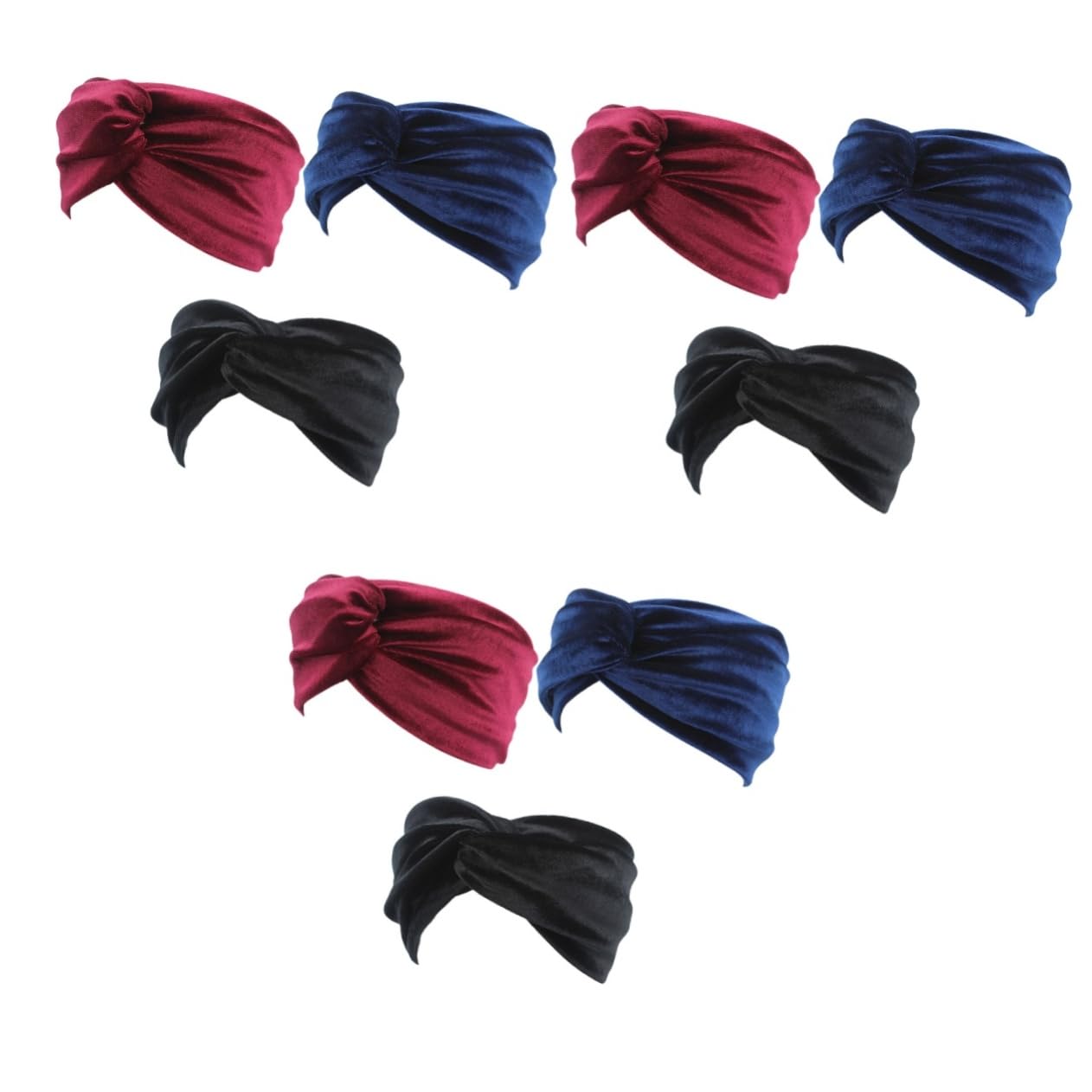FRCOLOR 9piezas Diademas Elásticas Para Mujer Ajustables Negro Azul y Vino Para Deportes y Uso Diario