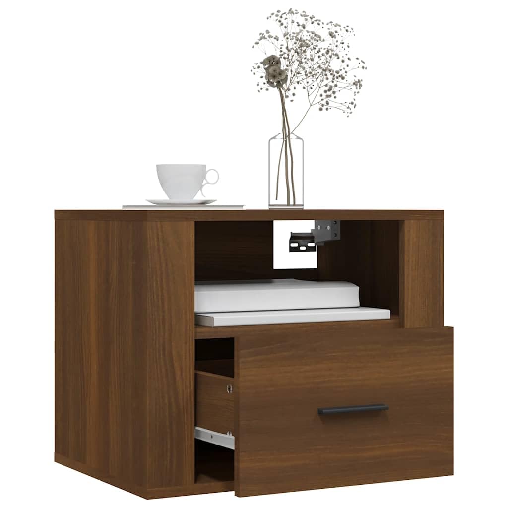 Wand Nachttisch aus Holzwerkstoff mit Stauraum und stabiler Oberplatte für Wohnzimmer und Schlafzimmer, Montageanleitung inklusive
