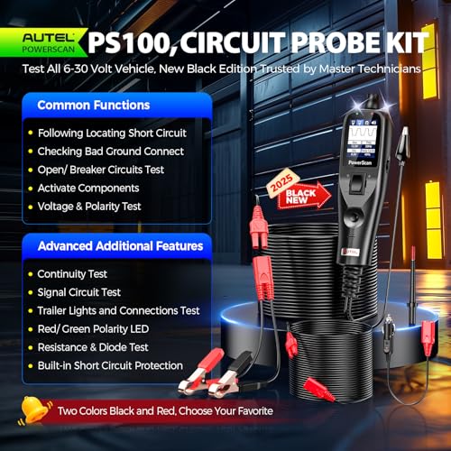 2026 Autel PowerScan PS100 Power Circuit Probe Tester, 12-24V Automotive Electrical Open/Short Breaker Finder, Component Activation Test Tool, AC/DC Trailer Relay Fuse Test, 40FT Cable, for 99% Cars - Image 2