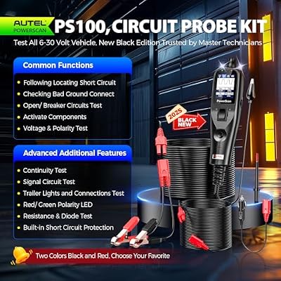 2026 Autel PowerScan PS100 Power Circuit Probe Tester, 12-24V Automotive Electrical Open/Short Breaker Finder, Component Activation Test Tool, AC/DC Trailer Relay Fuse Test, 40FT Cable, for 99% Cars