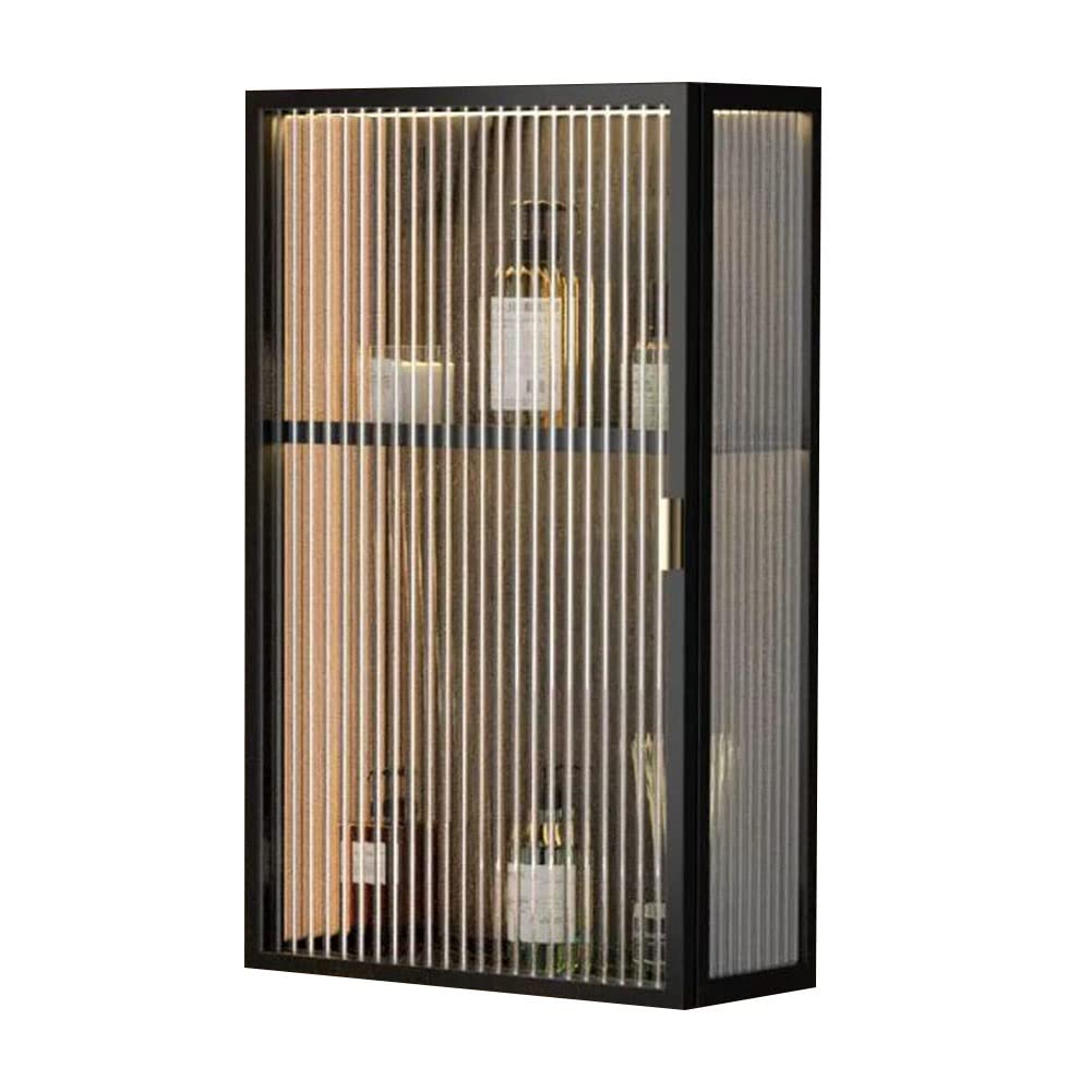 Wandmontierte Badezimmer-Aufbewahrungsbox, multifunktionaler Kosmetik- und Parfüm-Organizer, platzsparende Lösung, 30 x 14 x 53 cm, stilvolles schwarzes Design für moderne Badezimmer