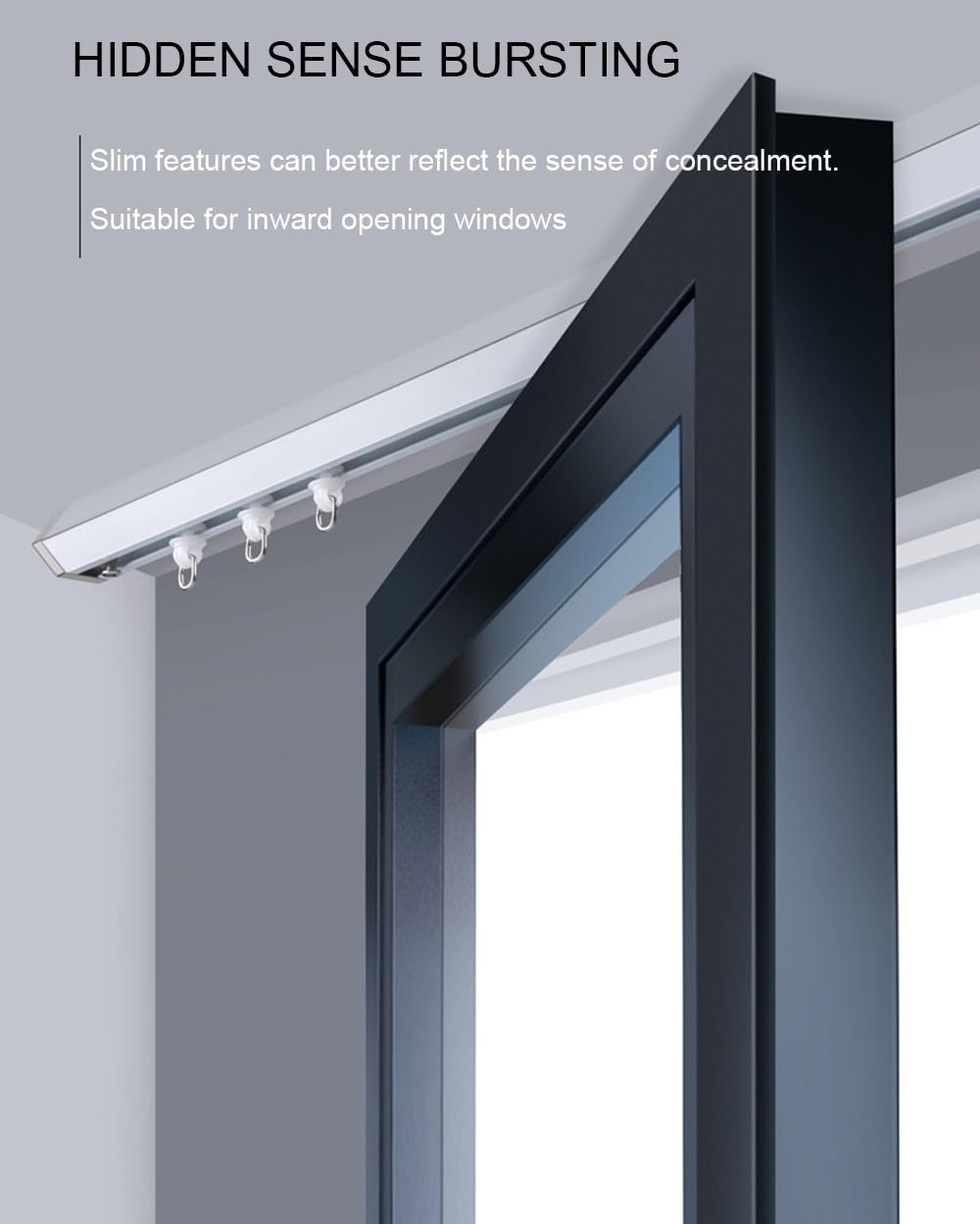 Rail Rideaux Plafond Aluminium (1-6m) Rail De Rideau De Plafond Tringle À Rideaux Montée Au Plafond, Pour Séparateur De Pièce, Salon, Chambre(Black,3.2m(2 * 1.1+1m))