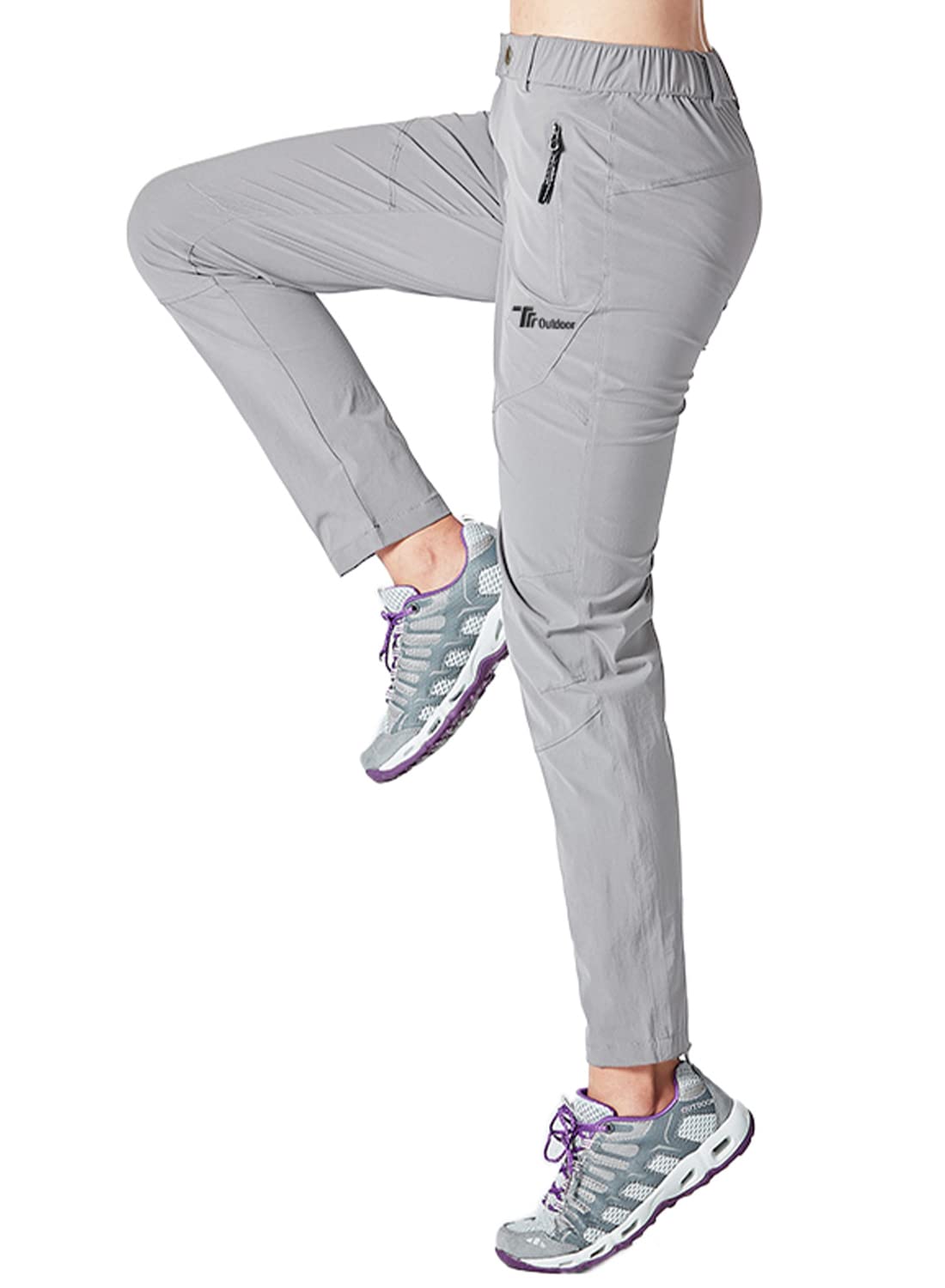 YSENTO Pantalones de senderismo para mujer, impermeables, de secado rápido, elásticos, con bolsillos con cremallera