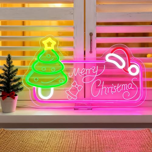 Merry Christmas LED Neon Sign for Home, Bedroom, Party Holiday Art Wall Decor,Christmas Gift for Friends, Family & Holiday Lovers