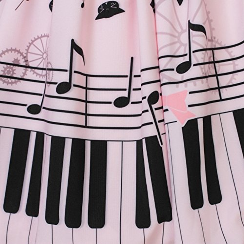 Hugme Pink Polyester Lace Piano Keybord Printed Lolita Skirt #TOP5