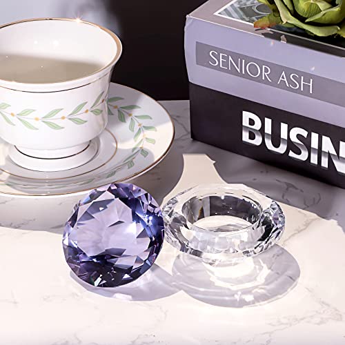 Ownmy Purple Crystal Dappen Dish With Lid For Acrylic Nails Crystal Tealight Candle Holder Glass Votive Candle Stand, Decorative Crystal Tealight Holder Crystal Monomer Dish With Lid Diy Nail Art Bowl #TOP1