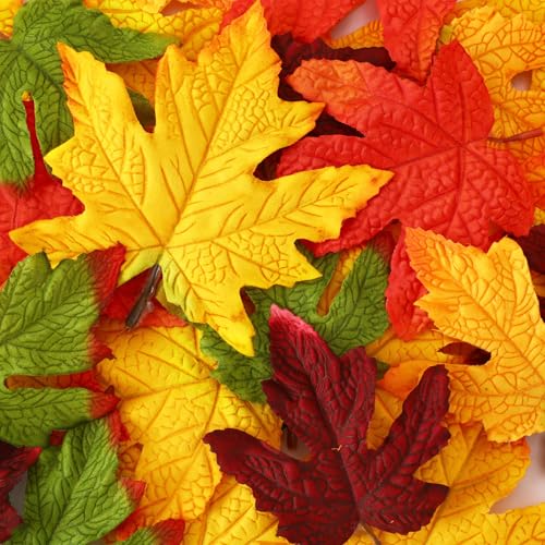 JUNEBRUSHS 60 Pieces Fall Artificial Maple Leaave House Decoration Crafts