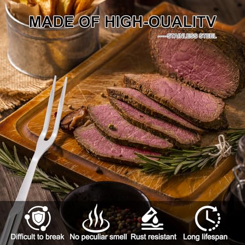 2 Pcs Carving Fork, Meat Cooking Utensil, Kitchen Forks 2 Prong, Long Handle Fork, Granny Fork, Anti-Rust, Heat-Resistant For Grill, Cooking And Serving - Thumbnail 4