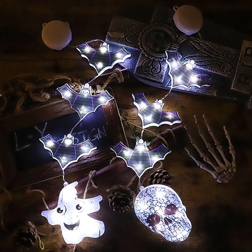 Guirlande lumineuse Halloween à pile lot de 2 avec ventouse pour vitre