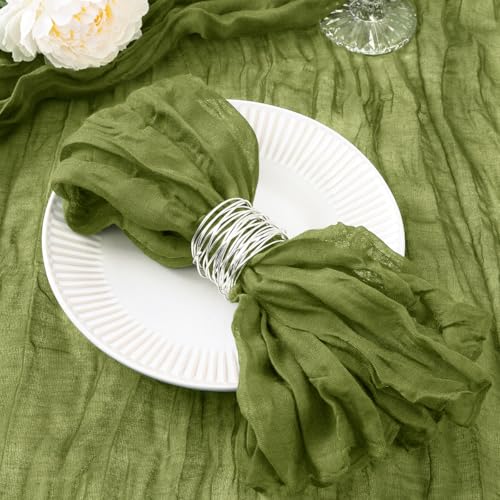 DeZerlor 50 Pack Olive Green Cheesecloth Napkins Spring Cloth Napkins