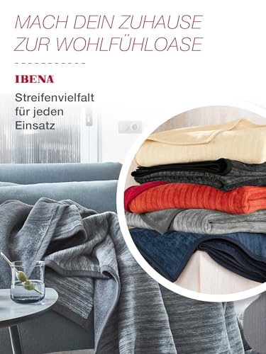 Ibena Fano Kuscheldecke 150x200 cm – Wohndecke grau hellgrau, tolle Wendedecke aus hochwertiger Baumwollmischung, kuschelweich und angenehm warm