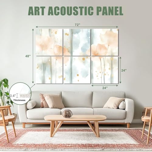 Paneles Acústicos Artísticos 6 Pack Absorbentes de Sonido Árboles Abstractos Oro 72x48 Pulgadas miniatura 2