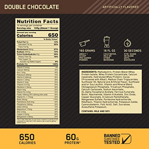Optimum Nutrition Gs Pro Gainers Weight Gainer Protein Powder,Double Rich Chocolate, 5.09 Pounds (Packaging May Vary) #TOP1