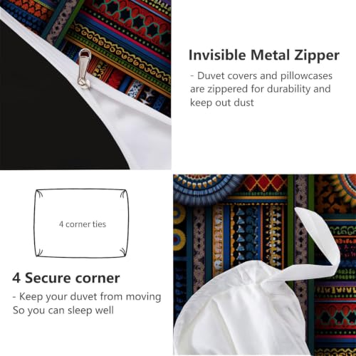 Housse de couette réversible patchwork africain et mandala microfibre