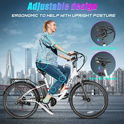 Vivi Electric Bike,26 Inch Electric Bike For Adults,500W Ebike With 48V Removable Battery,Electric Commuter Cruiser Bike 20Mph & 50 Mile Electric Bicycle Women With Cruise Control #TOP6