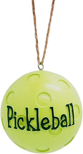 Adorno de pickleball verde brillante, decoración navideña colgante, decoración única para árbol de Navidad, 2.5 pulgadas