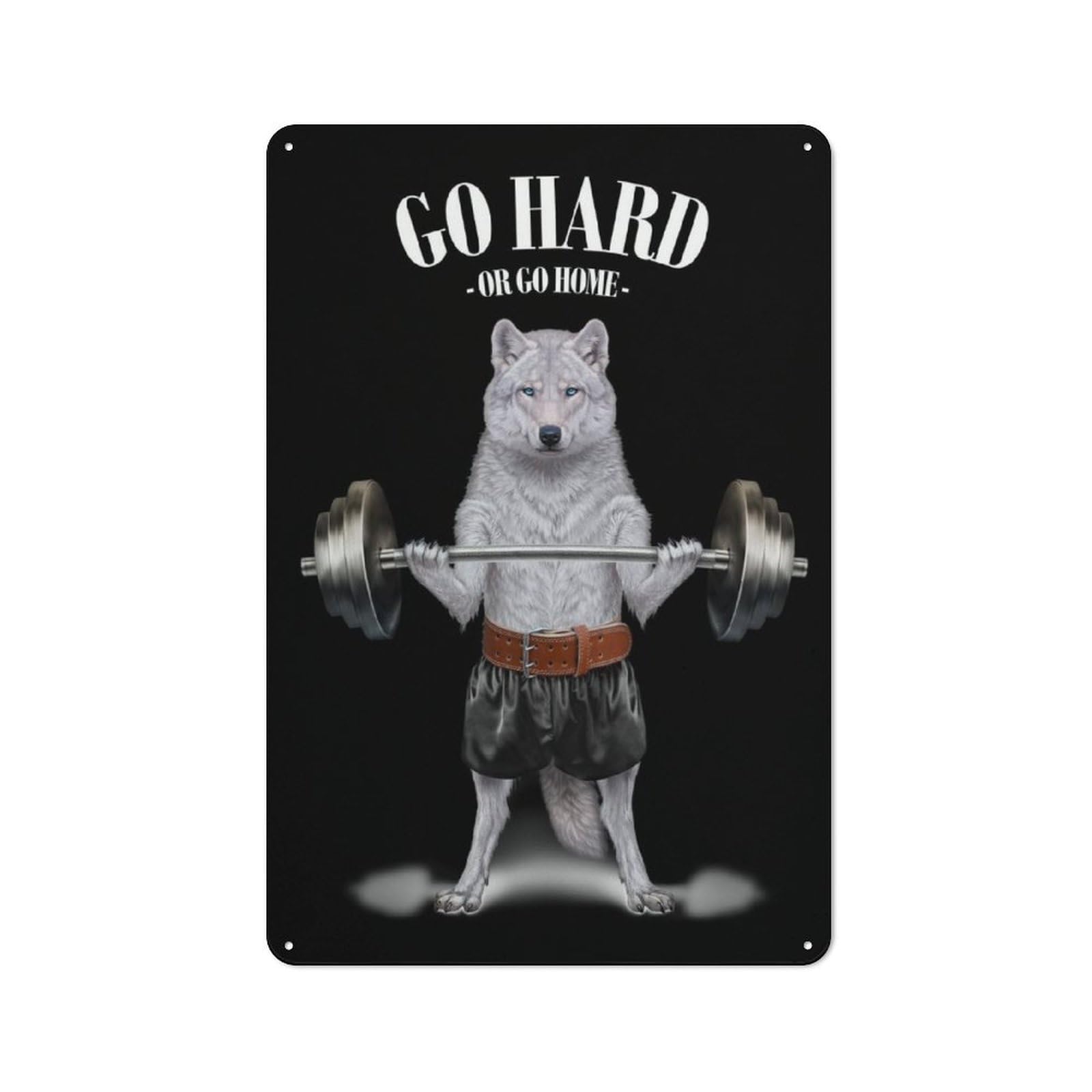 Junmoney Polar Wolf Weightlifting Retro Metal Plaque 30X20cm For Bar Or Restaurant, Suited To Restaurant Interior Fans