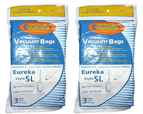 EnviroCare Replacement Micro Filtration Vacuum Cleaner Dust Bags compatible with Eureka Electrolux Sanitaire Style SL Upright Models S782 and SC785 6 Pack