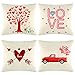 LUTER 4 Pezzi Fodere per Cuscini a Tema San Valentino, Fodere per Cuscini Durevoli, Set di Fodere per Cuscini in Lino, per Divano, Ufficio a Casa, Arredamento Divano (45 × 45 cm)