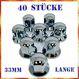 40 Radmutterkappen Easy Link 40 x Lange 33 mm Radkappen Chrom Radmutterkappen Radmutterschutz Kunststoff SW LKW Anhänger