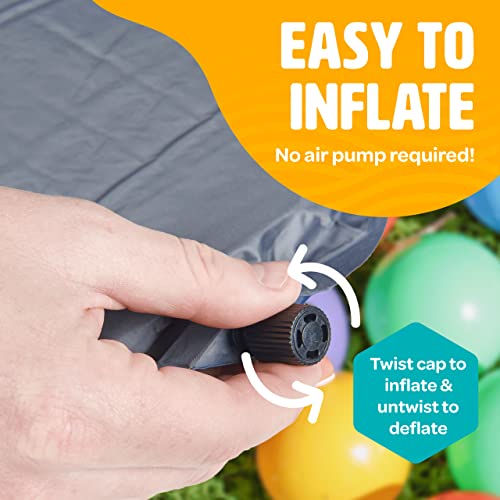 POP 'N GO Premium Outdoor Baby Playpen with Self-Inflating Playmat (Anchor Grey) and Picnic Blanket (Whimsical Waves)
