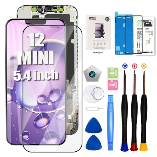 EFAITHFIX for iPhone 12 Mini Screen Replacement 5.4 Inch LCD Screen 3D Touch Display Full HD Digitizer Frame Assembly (A2176 A2398 A2399 A2400) with Repair Tools Screen Protector Waterproof Adhesive