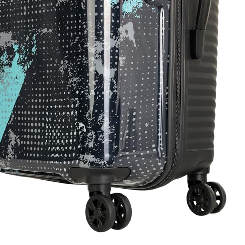 Image of Kamiliant by American Tourister ATHER|Printed Cabin Trolley Bag Small Size (55 cms) for Travel| Hard Case Polypropylene (PP) Suitcase|360 8-Wheel Spinner Luggage Trolley|Combination Lock|Black