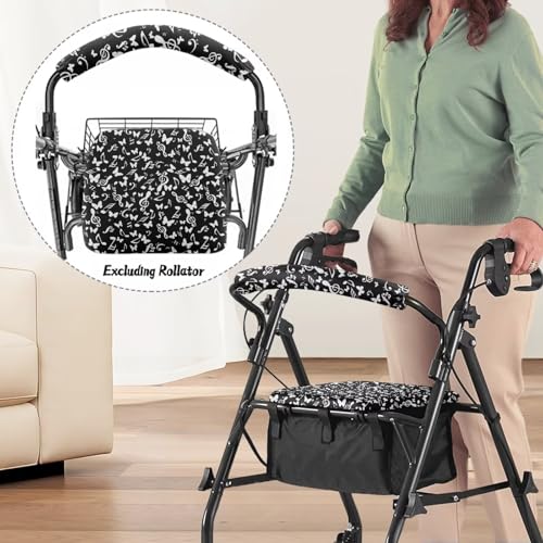 Image of Music Butterfly Rollator Walker Seat and Backrest Covers for Seniors Women Universal Walkers Seat Covers