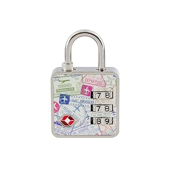 Papaiz 0115600SM, Cadeado TSA Segredo Passaporte, Colorido Estampa Passaporte